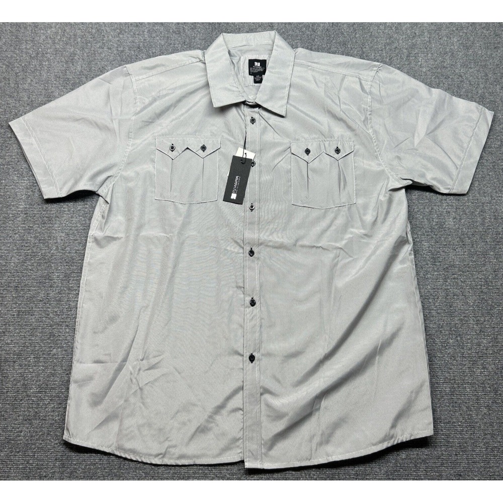 VTG PJ Mark Shirt Mens 3XL Black White Striped Short Sleeve Button Up Y2K New